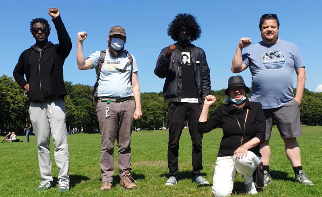 Klimaatactivisten bij Black Lives Matter protest in Den Haag.