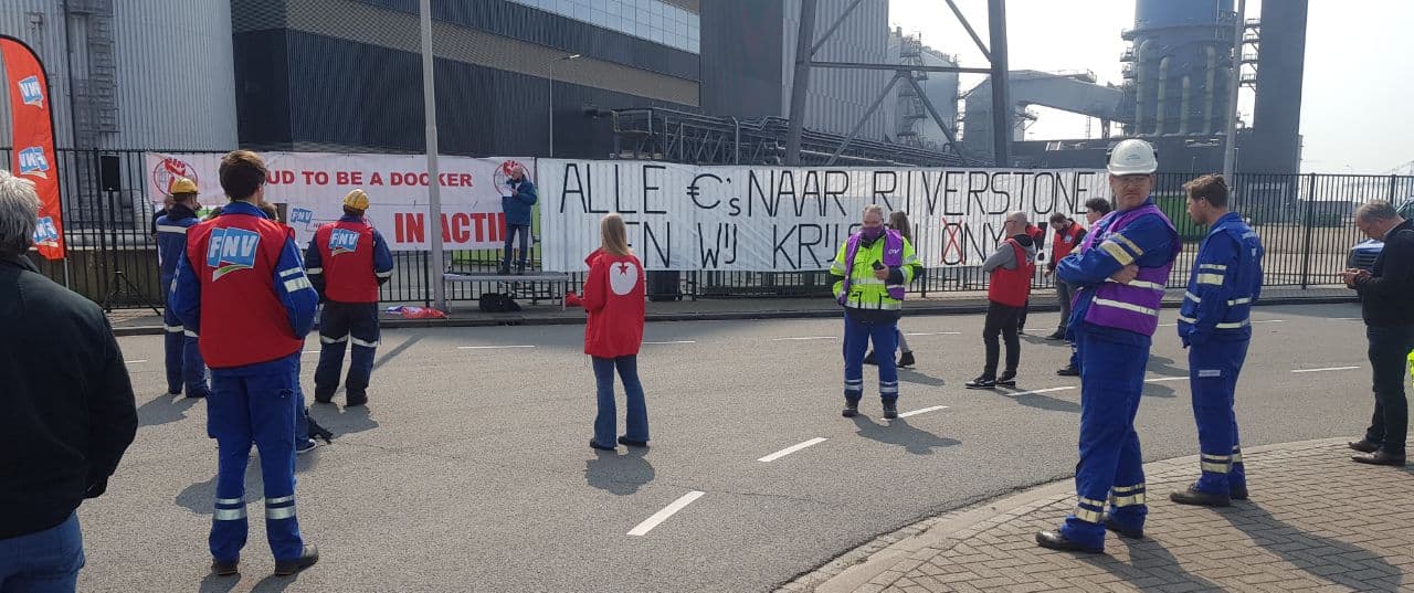Protest kolenwerkers voor PPR/ONYX centrale in Rotterdam | Foto: Philip Blok